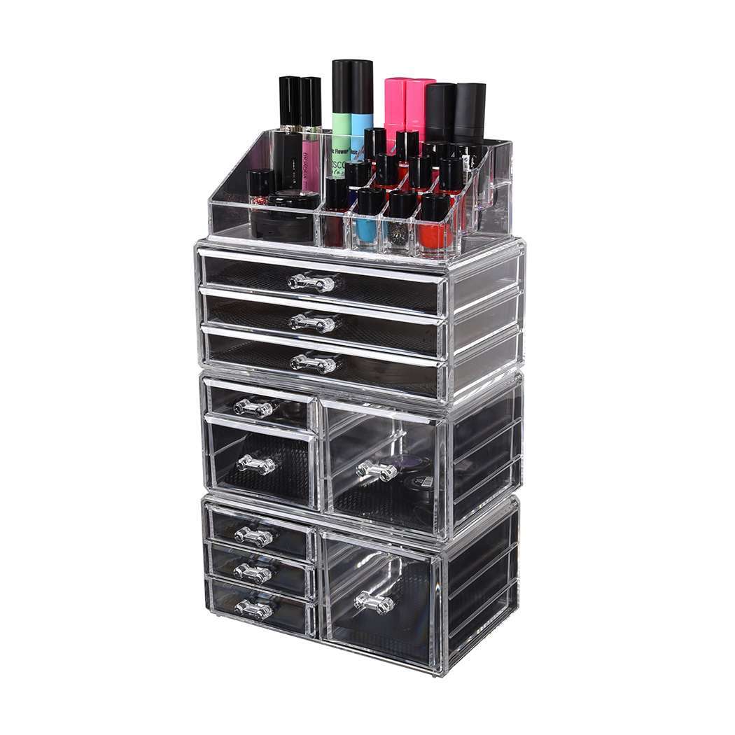 01_3.jpg 10 Drawers Clear Acrylic Boxes Cosmetic Makeup Organizer Jewellery Storage Box - Image 1