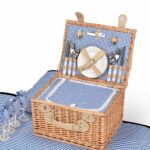 Deluxe 4 Person Picnic Basket Baskets Set Outdoor Corporate Blanket Park Trip