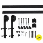 2M Antique Classic Style Double Sliding Barn Door Hardware Track Roller Kit