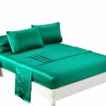 DreamZ Ultra Soft Silky Satin Bed Sheet Set in King Single Size in Teal Colour