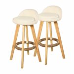 2x Levede Fabric Swivel Bar Stool Kitchen Stool Dining Chair Barstools Cream