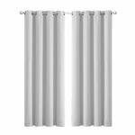 2x Blockout Curtains Panels 3 Layers Eyelet Room Darkening 140x160cm Grey