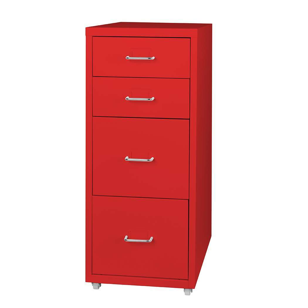 HO0402-RD_base.jpg 4 Tiers Steel Orgainer Metal File Cabinet With Drawers Office Furniture Red - Image 1