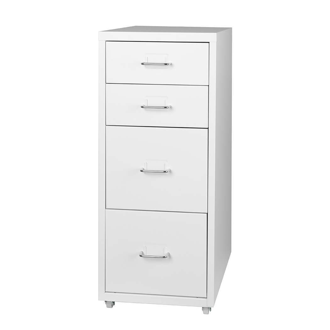 HO0402-WH_base.jpg 4 Tiers Steel Orgainer Metal File Cabinet With Drawers Office Furniture White - Image 1