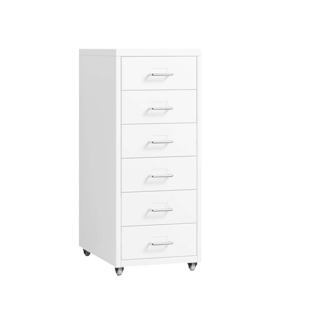 HO0403-WH_base.jpg 6 Tiers Steel Orgainer Metal File Cabinet With Drawers Office Furniture White - Image 1
