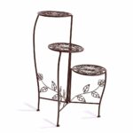 Plant Stand Outdoor Indoor Flower Pots Garden Metal Corner Shelf Wrought Iron