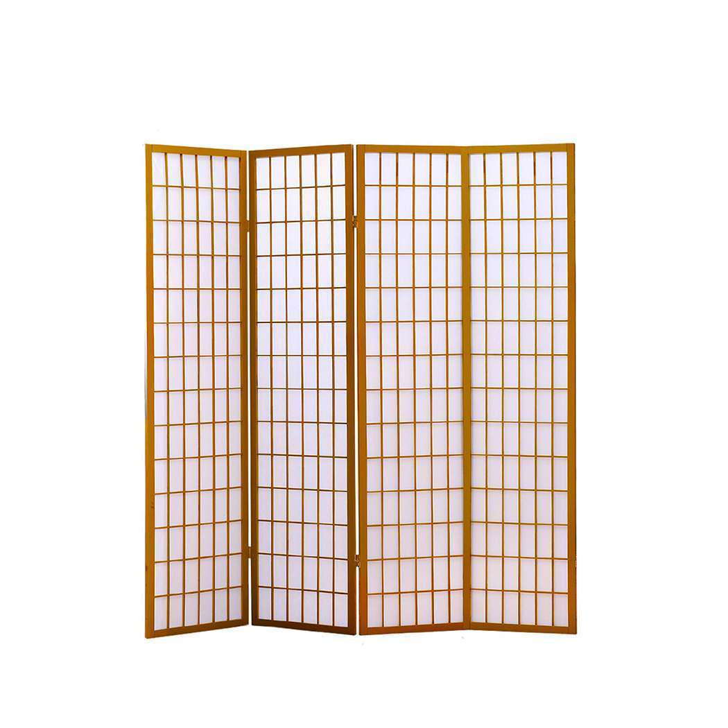 UM3002-4-NT_base.jpg Levede 4 Panel Free Standing Foldable Room Divider Privacy Screen Wood Frame - Image 1