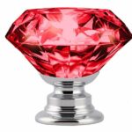 10 Pcs 40mm Red Diamond Shape Glass Door Knob Drawer Cabinet Handle